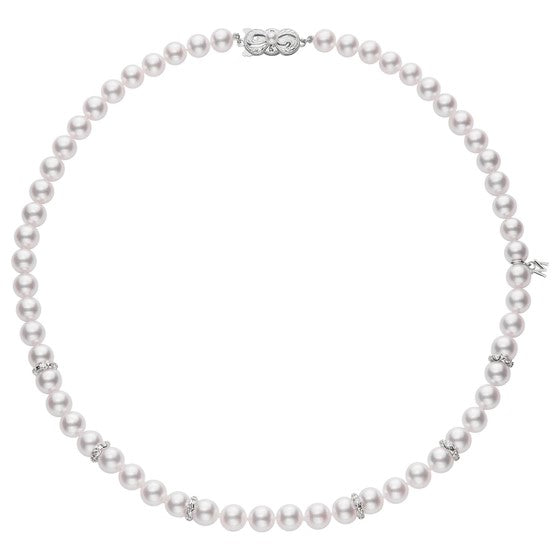 Basic Classic Collection Akoya Pearls with Diamond Rondelles