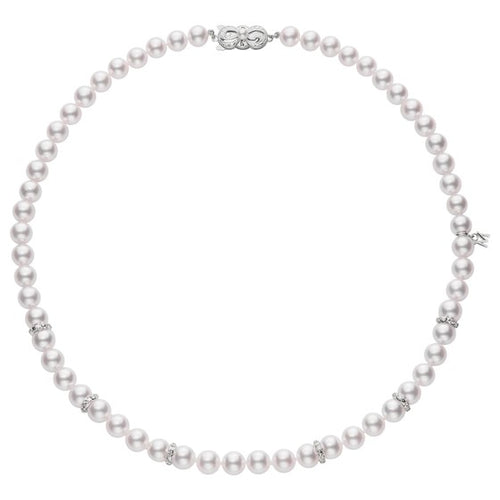 Basic Classic Collection Akoya Pearls with Diamond Rondelles