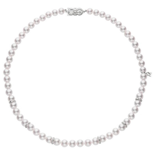 Basic Classic Collection Akoya Pearls with Diamond Rondelles