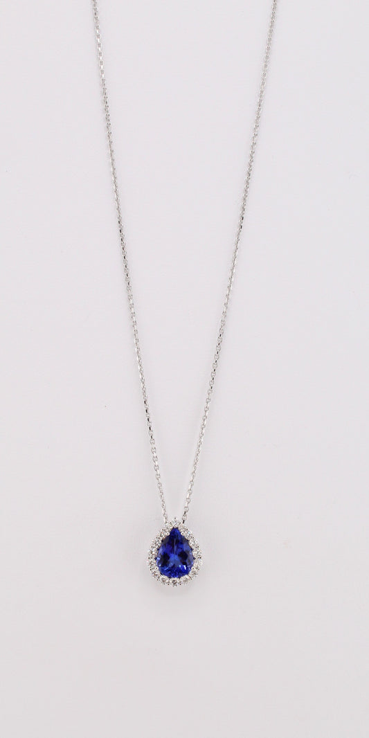 Tanzanite Pendant with Diamond Halo