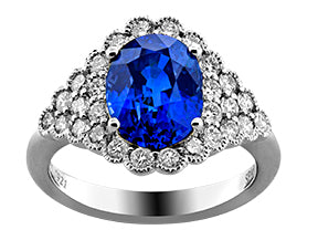 Blue Sapphire and Diamond Ring