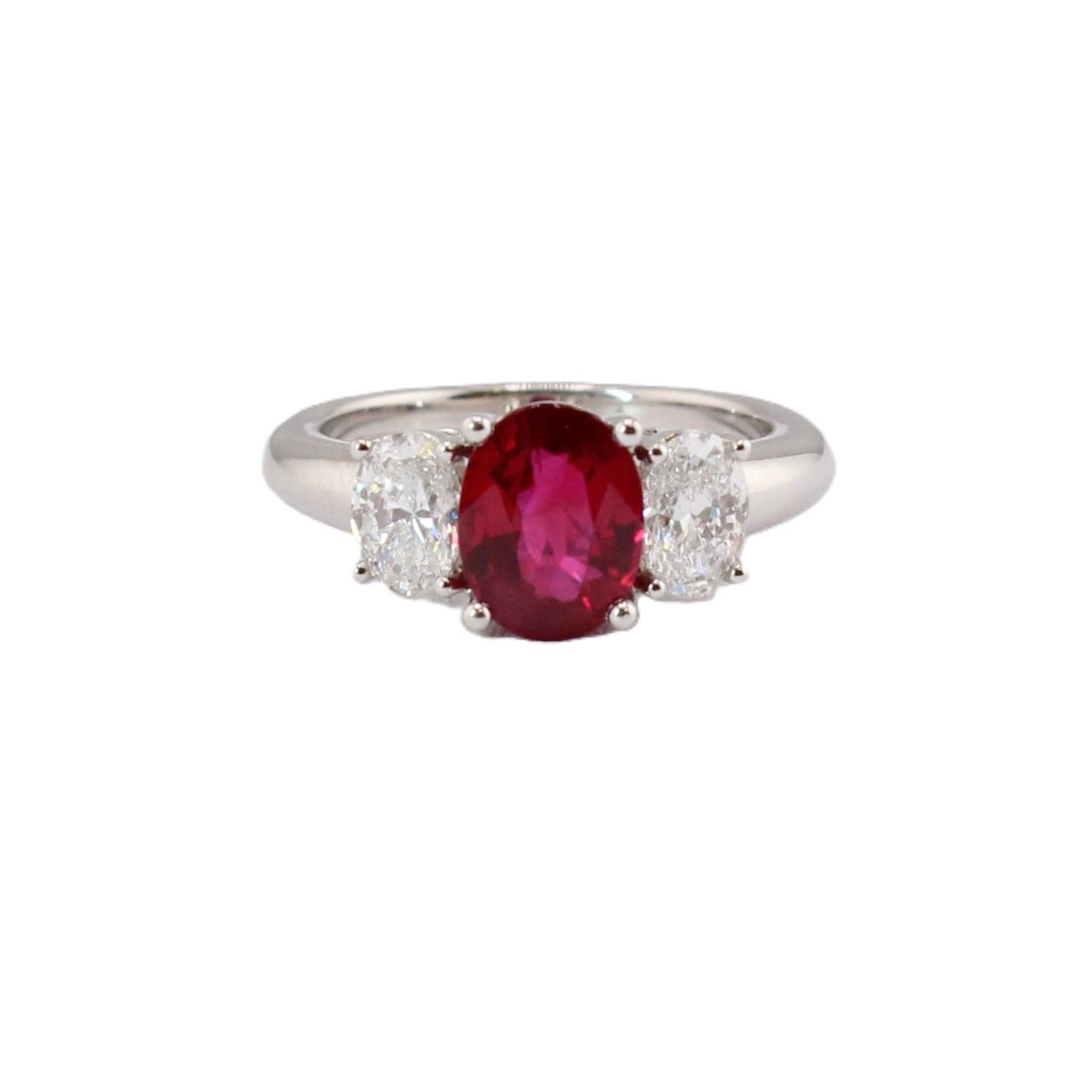 Ruby and Diamond Three Stone Ring