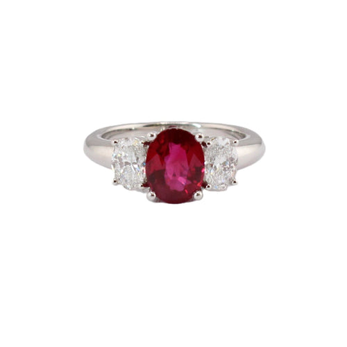 Ruby and Diamond Three Stone Ring