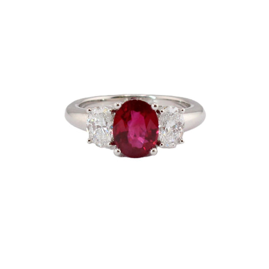 Ruby and Diamond Three Stone Ring