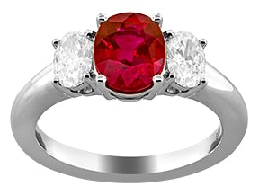 Ruby and Diamond Three Stone Ring