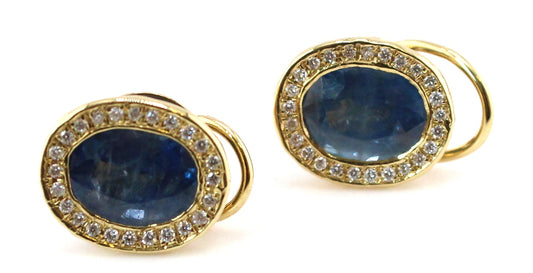 Blue Sapphire and Diamond Earrings