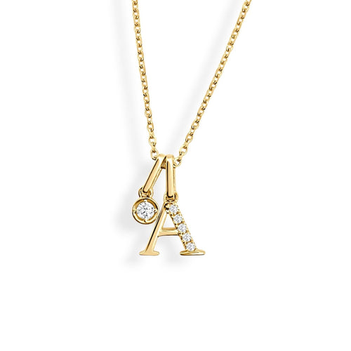 "A" Initial Diamond Pendant
