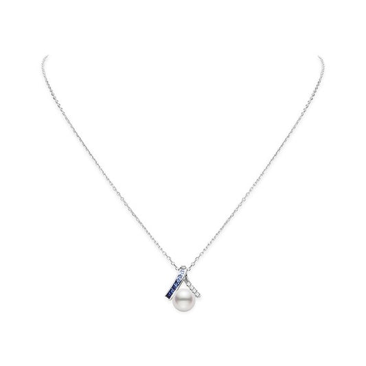 Ocean Collection Blue Sapphire and Akoya Pearl Necklace