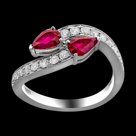 Ruby and Diamond Bypass Ring