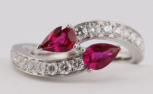 Ruby and Diamond Bypass Ring