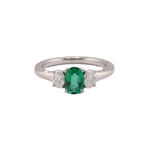 Three Stone Emerald & Diamond Ring