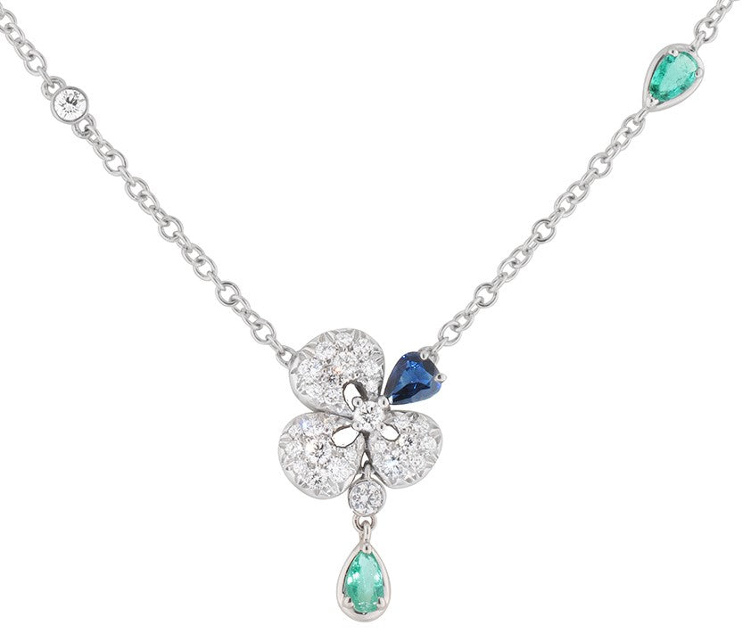 Ischia Collection Diamond, Emerald and Blue Sapphire Necklace