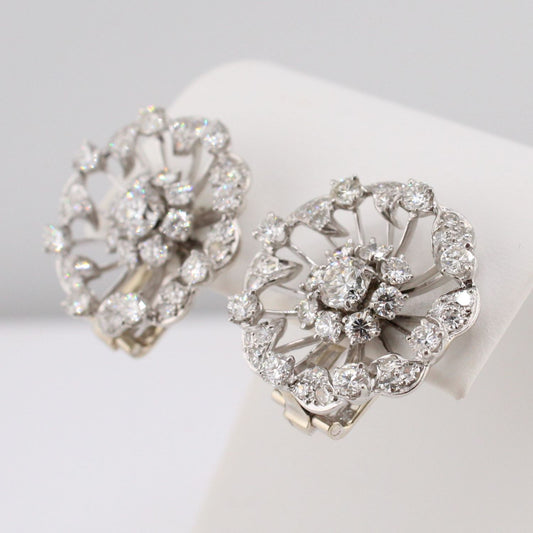 Estate Diamond Flower Earrings