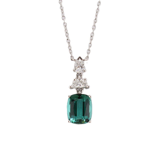 Green Tourmaline Pendant with Diamond Accents