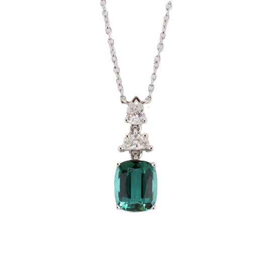 Green Tourmaline Pendant with Diamond Accents