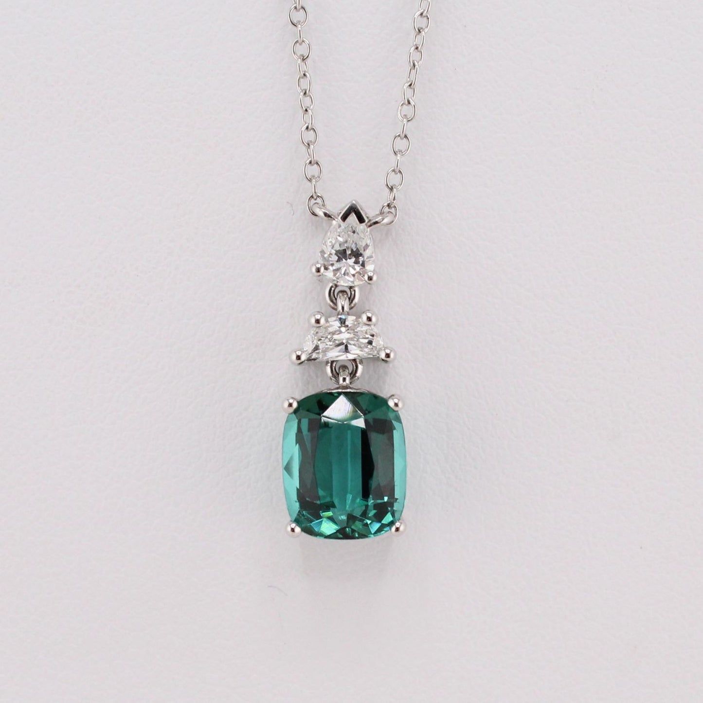 Green Tourmaline Pendant with Diamond Accents