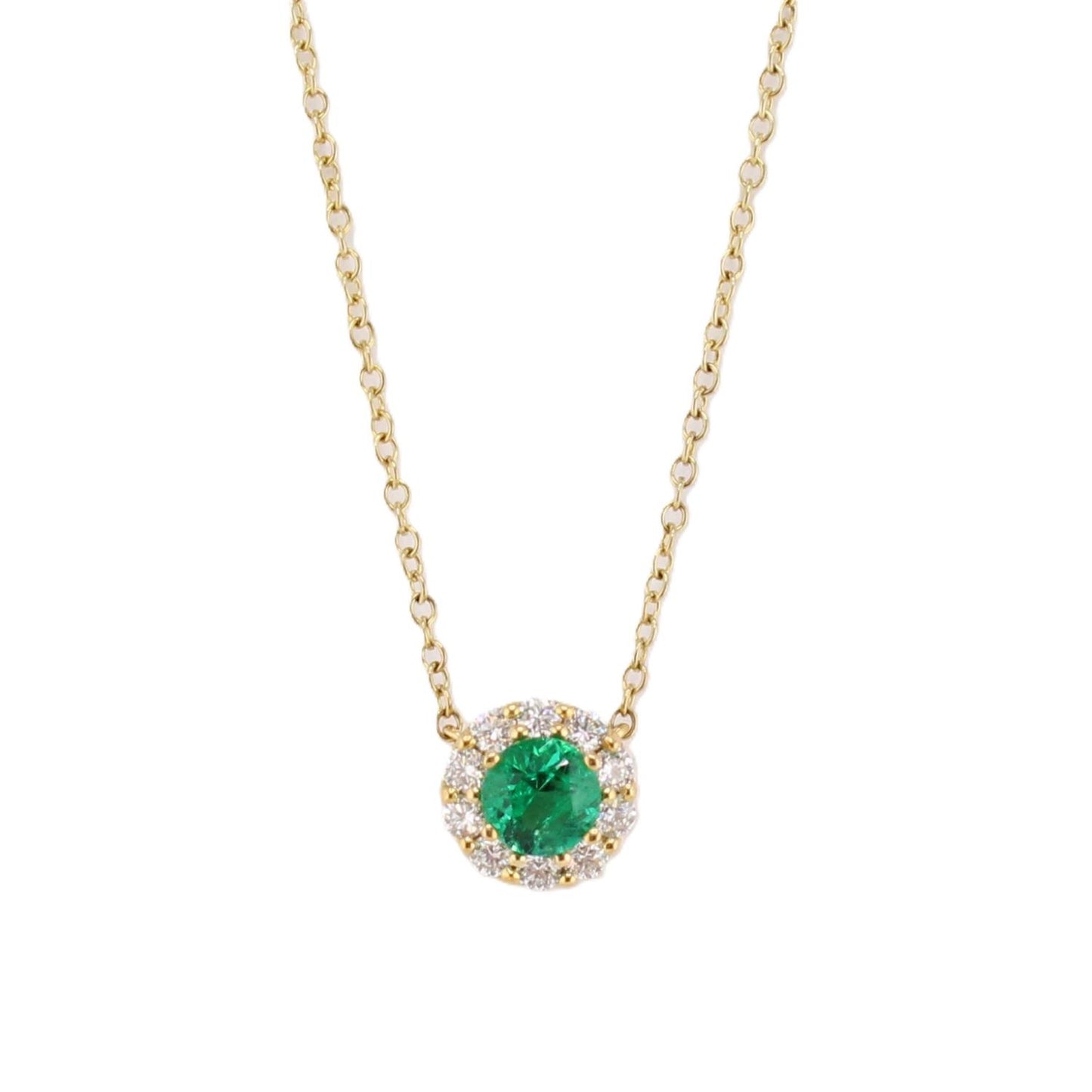 Emerald & Diamond Halo Pendant