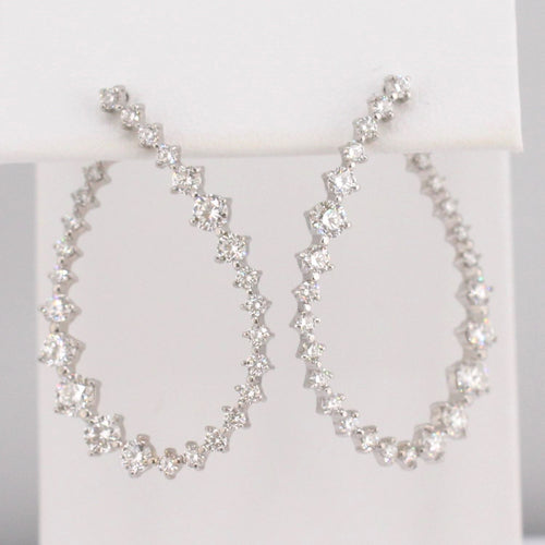 Graduated Diamond Side Hoop Earrings