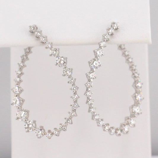 Graduated Diamond Side Hoop Earrings