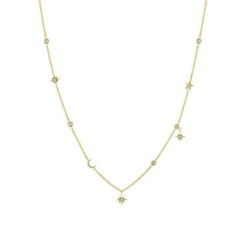 18" Moon & Star Chain Necklace