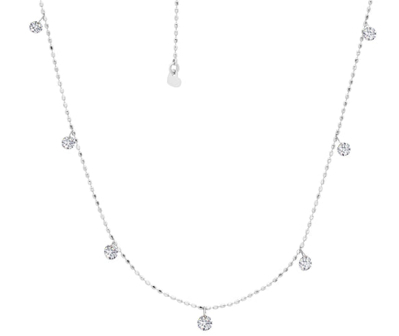 Floating Collection Diamond Dangle Station Necklace