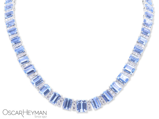 Platinum Aquamarine Diamond Necklace