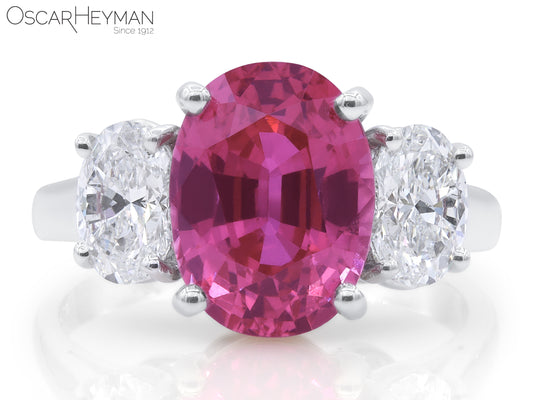 Platinum Certified Pink Sapphire Diamond Ring