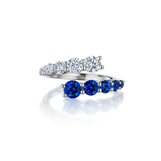 Bypass Collection Blue Sapphire & Diamond Ring