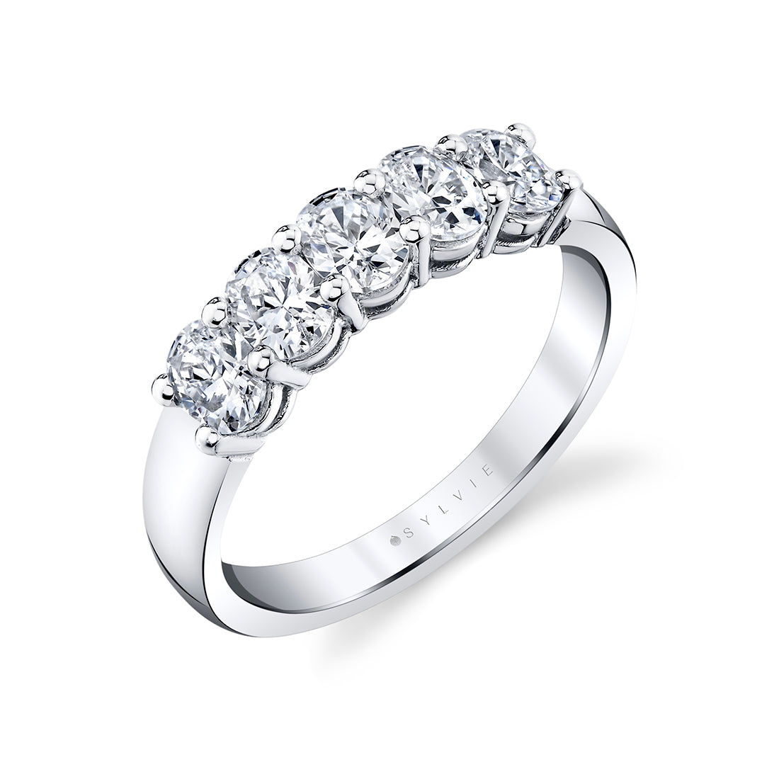 Oval Shaped Five Stone Wedding Band