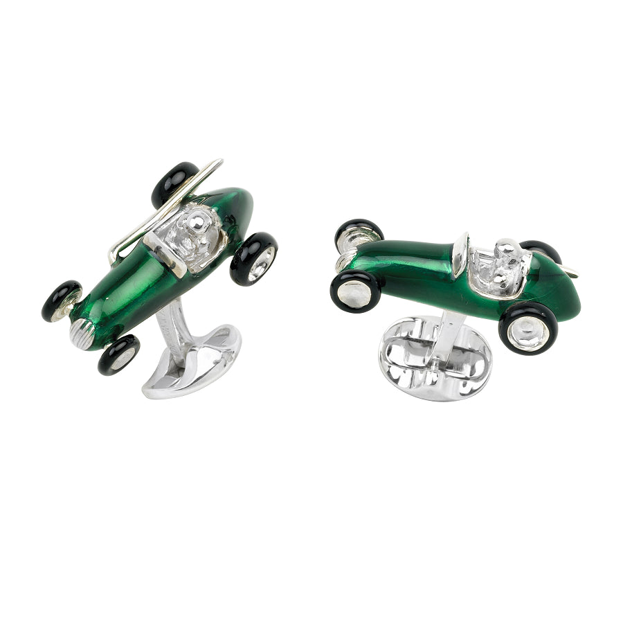 Sterling Silver Racing Car Cufflinks