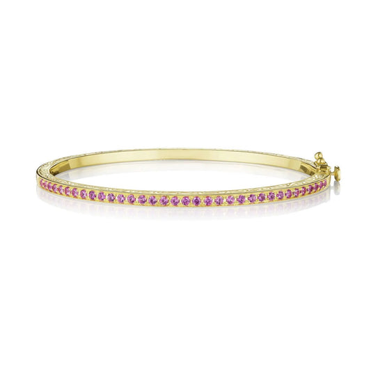 Thin Pink Sapphire Bangle