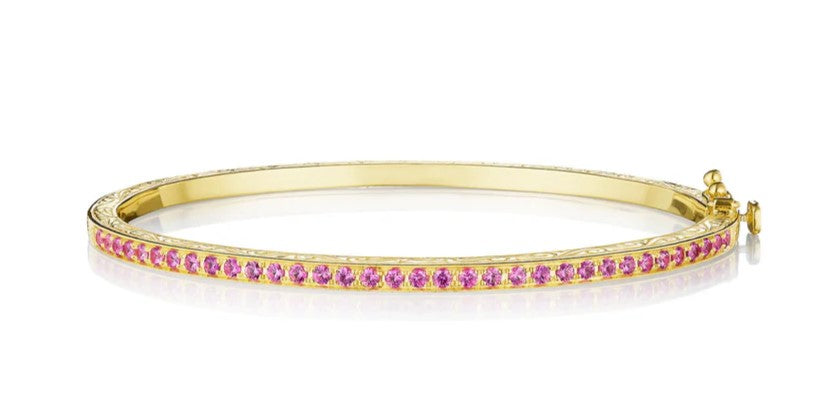 Thin Pink Sapphire Bangle