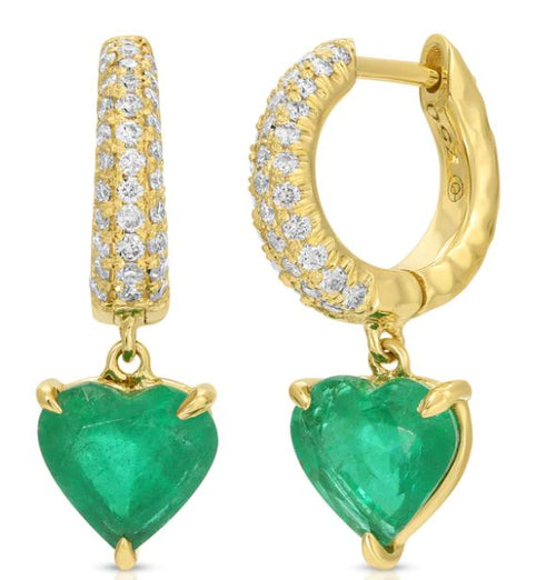 Coral Beach Collection Emerald and Diamond Hoop Earrings