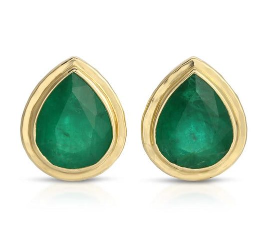 Pear Cut Emerald Earrings