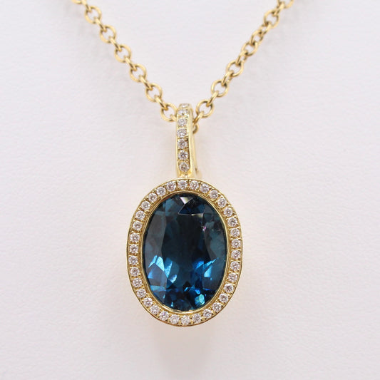 Blue Topaz & Diamond Pendant