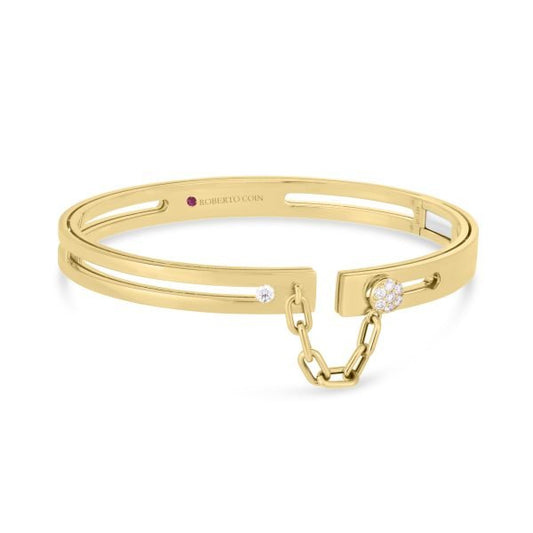 Navarra Collection Pave Lock & Chain Bangle