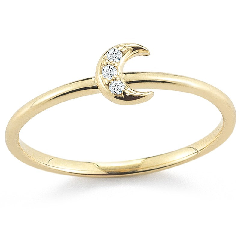 Crescent Moon Diamond Ring