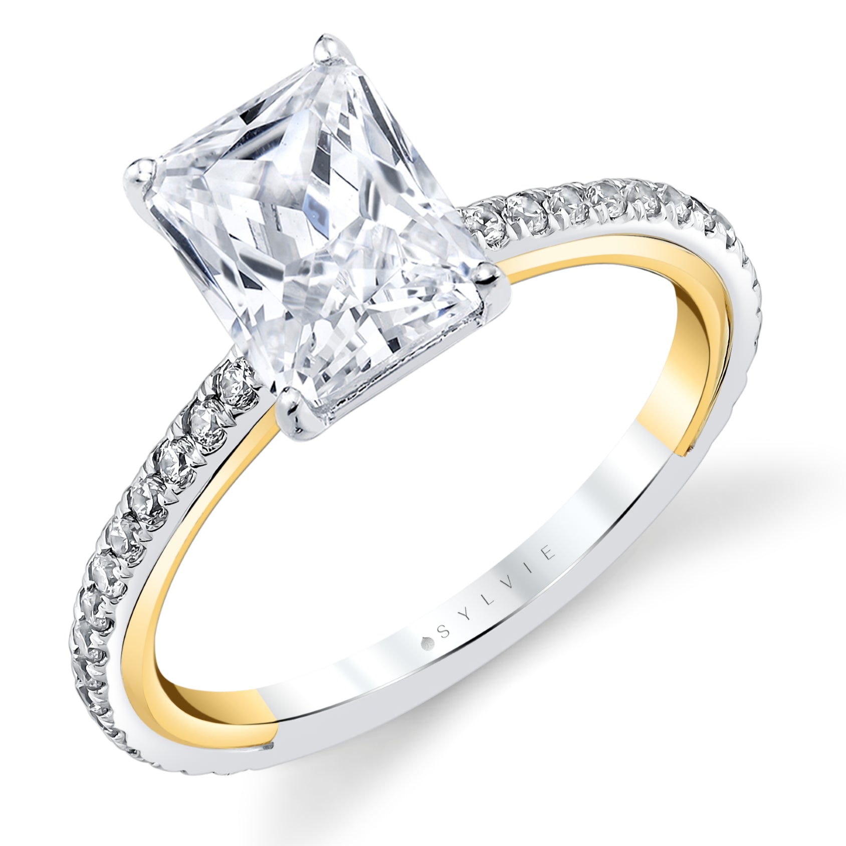 Iconelle Shell Inlay Diamond Engagement Mounting with Diamond Shoulder ...