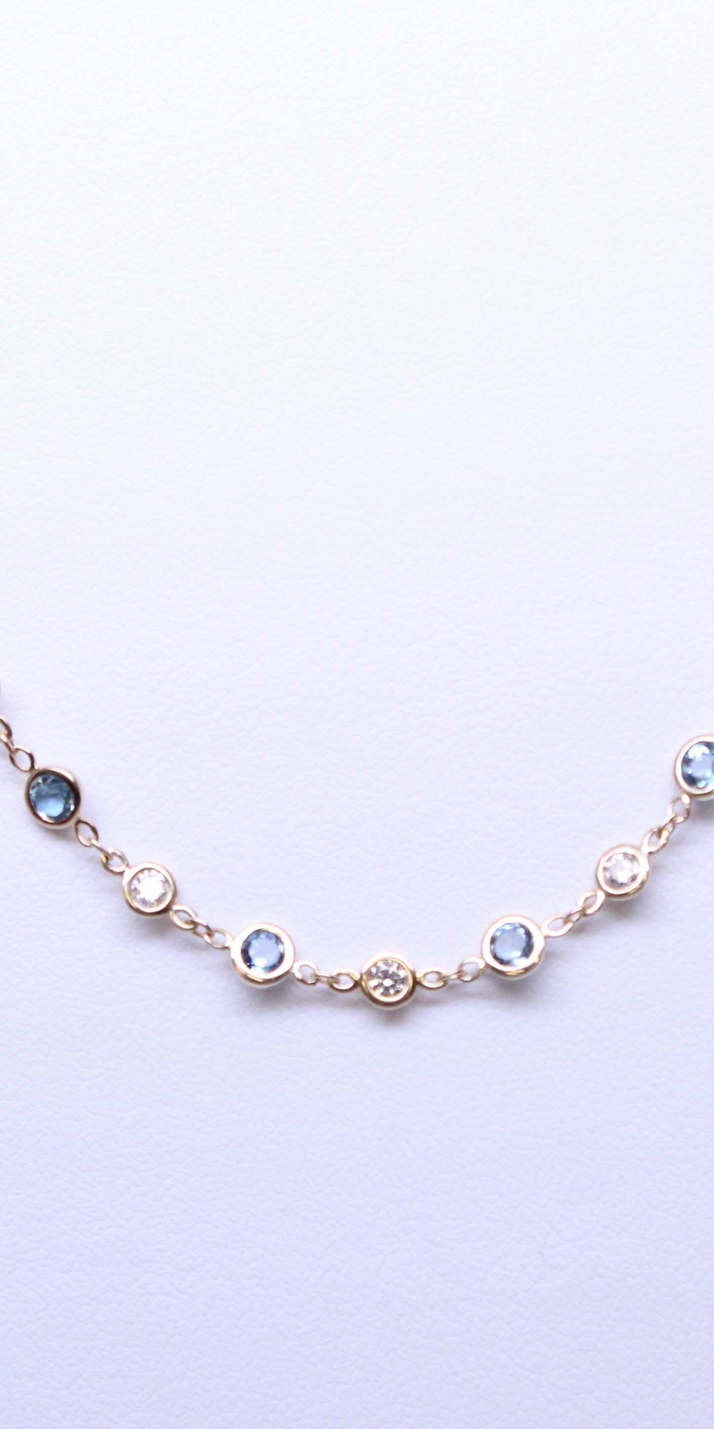 Aquamarine and Diamond Station Necklace