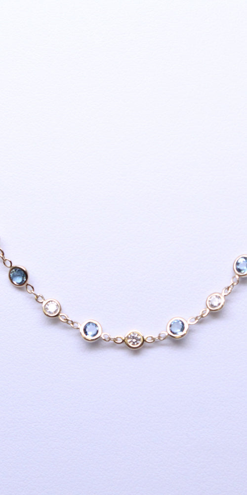 Aquamarine and Diamond Station Necklace