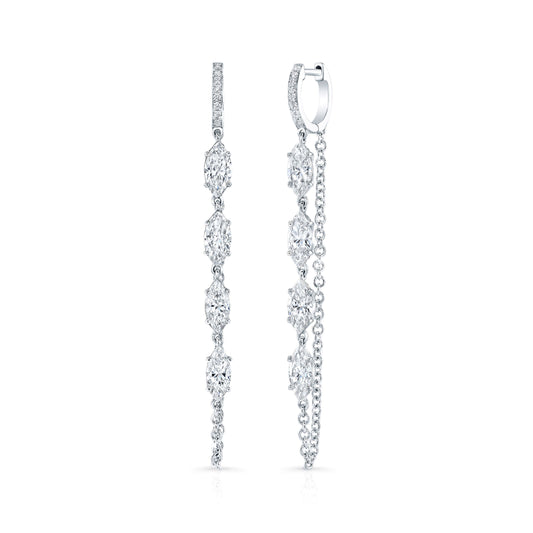 Diamond Huggie Chain Earrings