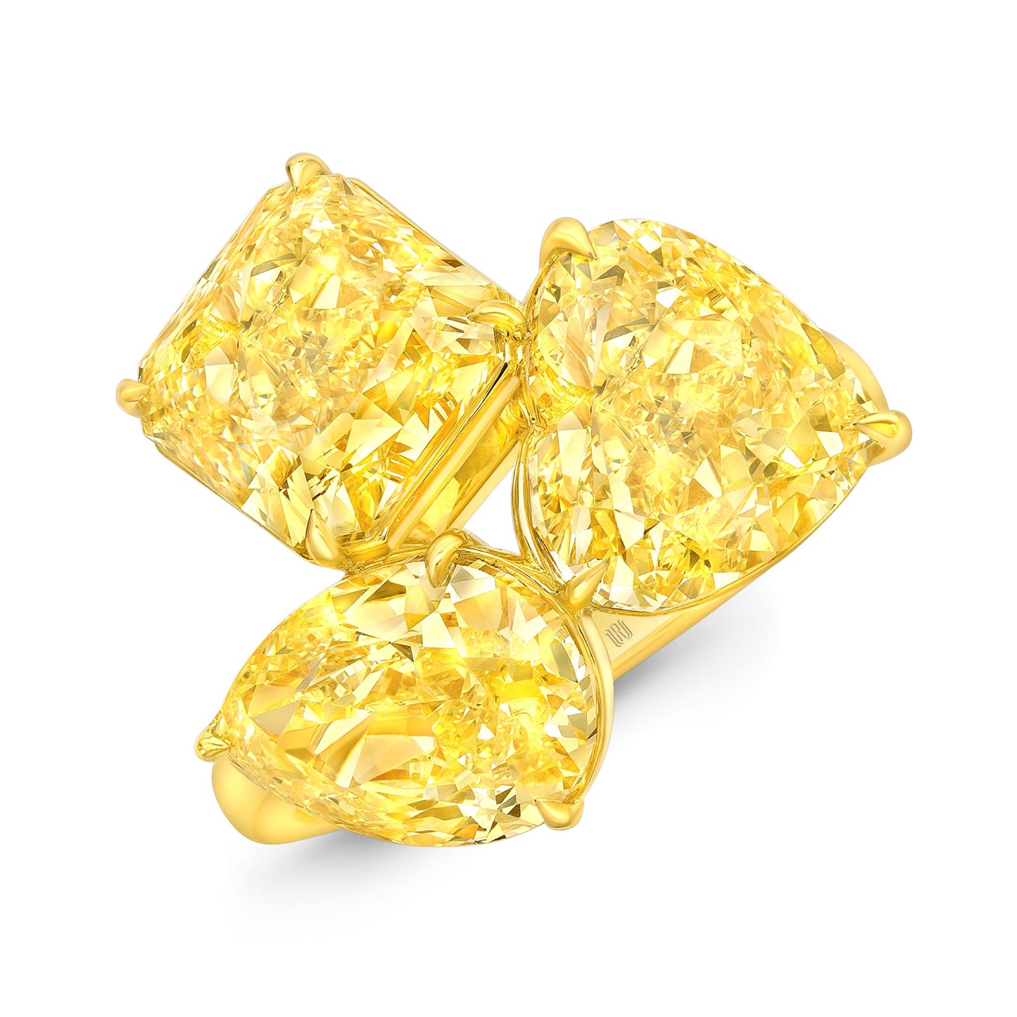 Fancy Yellow Three-Diamond Ring