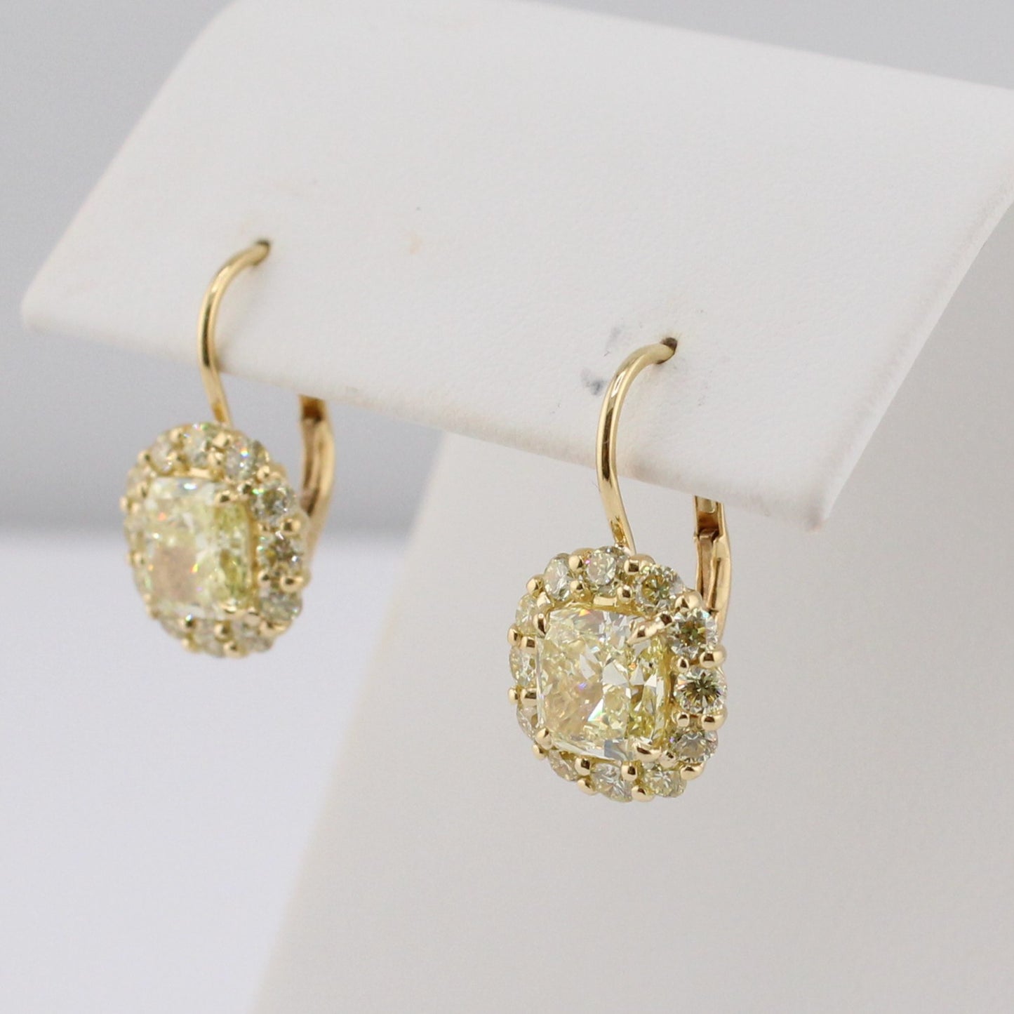 Fancy Yellow Diamond Drop Earrings with Fancy Yellow Halos