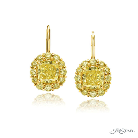 Fancy Yellow Diamond Drop Earrings with Fancy Yellow Halos