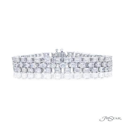 Three-Row Fancy Cut Diamond Bracelet