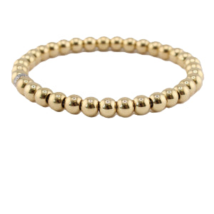 18K 6 MM Beaded Stretch Bracelet