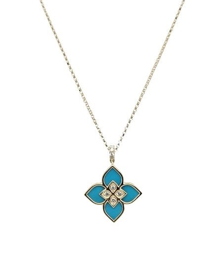 Venetian Princess Turquoise and Diamond Pendant