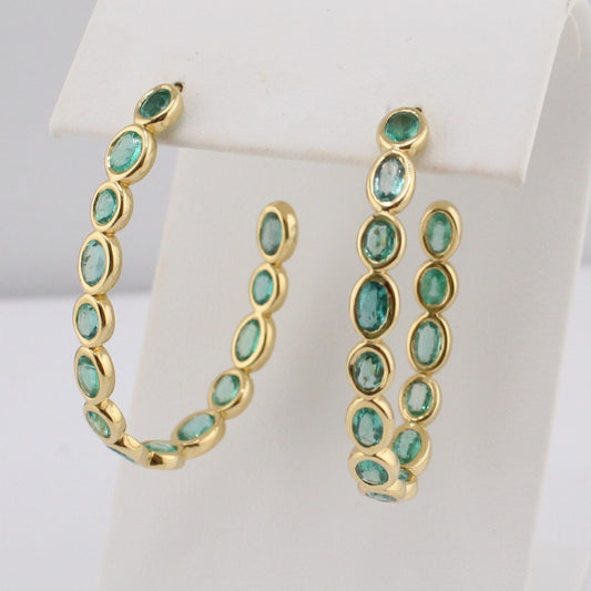 Imogen Collection Emerald Oval Eternity Hoops