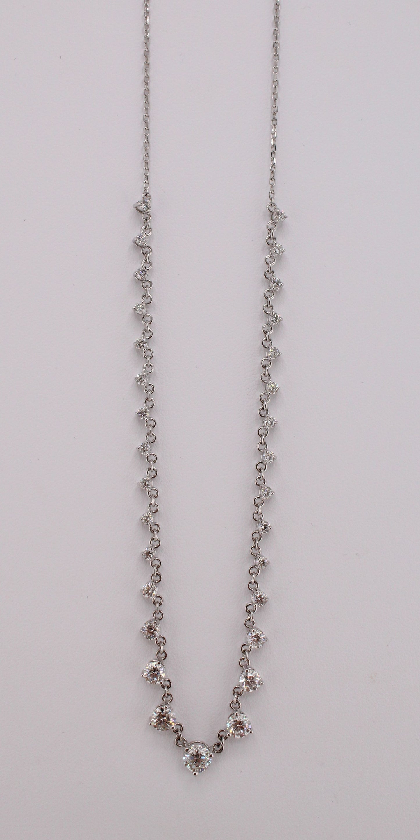 Graduated Diamond Station Necklace