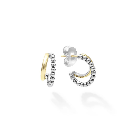 Signature Caviar Collection Two-Tone Huggie Earrings